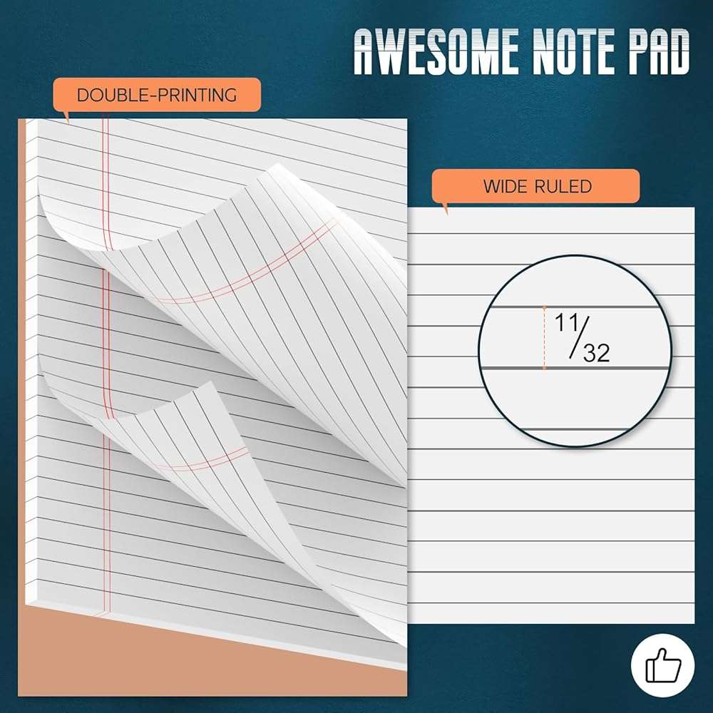 Roneky Note Pads 8.5"x 14", 10 Pack Legal Pads 8.5 x 14 White, Notepads 8.5 x 14 Wide Ruled Legal Pad, Micro Perforated Lined Writing Pads, 30 Sheets Per Note Pad, Notepads for Work/School/Office - Image 3