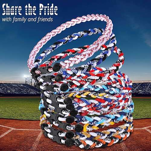Midtatus 12 Pack Baseball Necklace 18inch, Team Gift for Baseball Funs, Three Braided Titanium Tornado Rope Design, with Muti - Color for Pick - Image 6