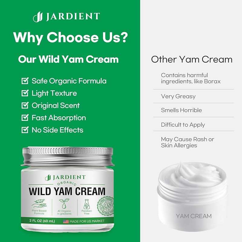 Jardient Wild Yam Cream Hormone Balance: Australia Dr. Barbara O'neill Recommended Organic Formula for Menopause Relief & Menstrual Support Like Hot Flashes Night Sweats - Image 4