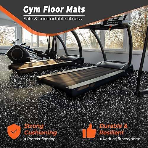 SUPERJARE 0.4'' Thick 24 Pcs 96 Sq Ft Rubber Top Exercise Equipment Mats, High Density EVA Foam Mats with Rubber Top, Interlocking Gym Flooring for Home Gym, Protective Workout Mat, Black/Grey - Image 5