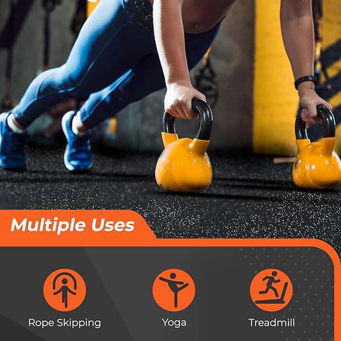 SUPERJARE 0.4'' Thick 24 Pcs 96 Sq Ft Rubber Top Exercise Equipment Mats, High Density EVA Foam Mats with Rubber Top, Interlocking Gym Flooring for Home Gym, Protective Workout Mat, Black/Grey - Image 7