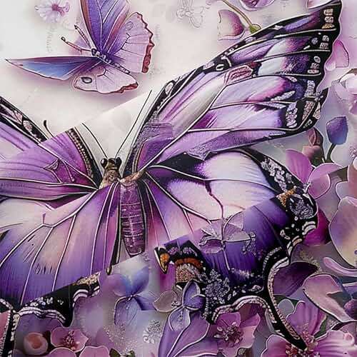 CCoutueChen Purple Butterfly Comforter Set Queen Size Flowers Butterfly Bedding Set Chic Botanical Floral Comforter Sets Unique Animal Bed Set Soft Lightweight Comforter for All Season(Gilrs Women) - Image 6