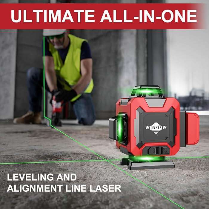 WEIDDW Laser Level with Tripod, Self Leveling Laser Level 4x360°, Green Line Laser 4D Laser Leveler Tool with 2Pcs Lithium Batteries for Picture Hanging, Tile, Home Renovation(SizeX) - Image 2