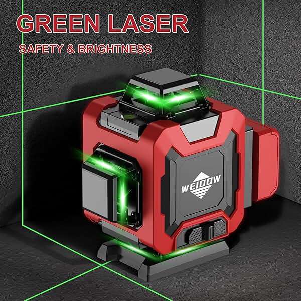 WEIDDW Laser Level with Tripod, Self Leveling Laser Level 4x360°, Green Line Laser 4D Laser Leveler Tool with 2Pcs Lithium Batteries for Picture Hanging, Tile, Home Renovation(SizeX) - Image 4