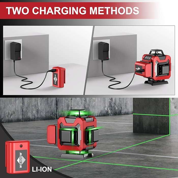 WEIDDW Laser Level with Tripod, Self Leveling Laser Level 4x360°, Green Line Laser 4D Laser Leveler Tool with 2Pcs Lithium Batteries for Picture Hanging, Tile, Home Renovation(SizeX) - Image 7