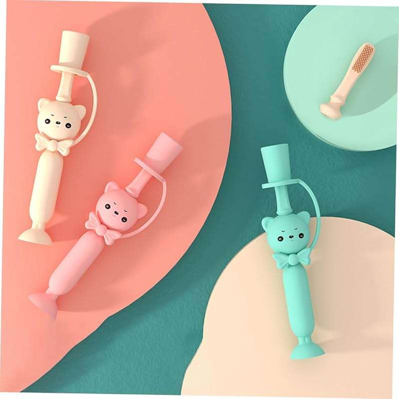 BUTIFULSIC Silicone Toothbrush for Toddlers Boys and Girls Brush Training Brush Soft Bristles Oral Care Tool Random Color - Image 3