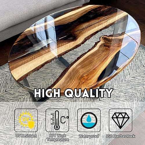 Deep Pour Epoxy Resin, 1.5 Gallon 2-4" Pour Depths Epoxy Resin Kit Crystal Clear High-Gloss No Bubble Self Leveling for DIY Molds Wood River Table Flower Preservation Top Mold Crafts Mix 2:1 Ratio - Image 3