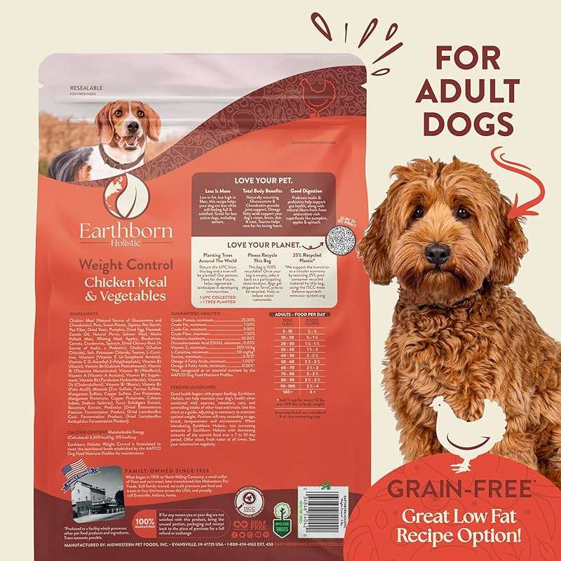 Earthborn Holistic Weight Control 25 lb. Chicken Meal & Vegetables Grain-Free Dry Dog Food - Image 2