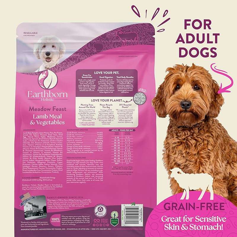 Earthborn Holistic Meadow Feast Lamb Meal & Vegetables Grain-Free Dry Dog Food 4 lb - Image 2