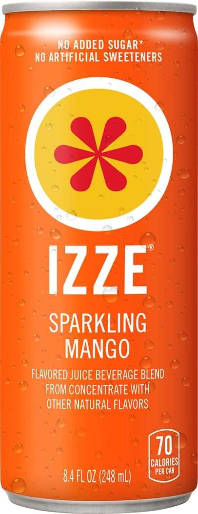 IZZE Sparkling Water Juice Beverage Blend, Dawn Variety Pack, Mango, Clementine, Strawberry, Pomegranate, No Sugar Added, 8.4 FL OZ, 24 Cans - Image 2