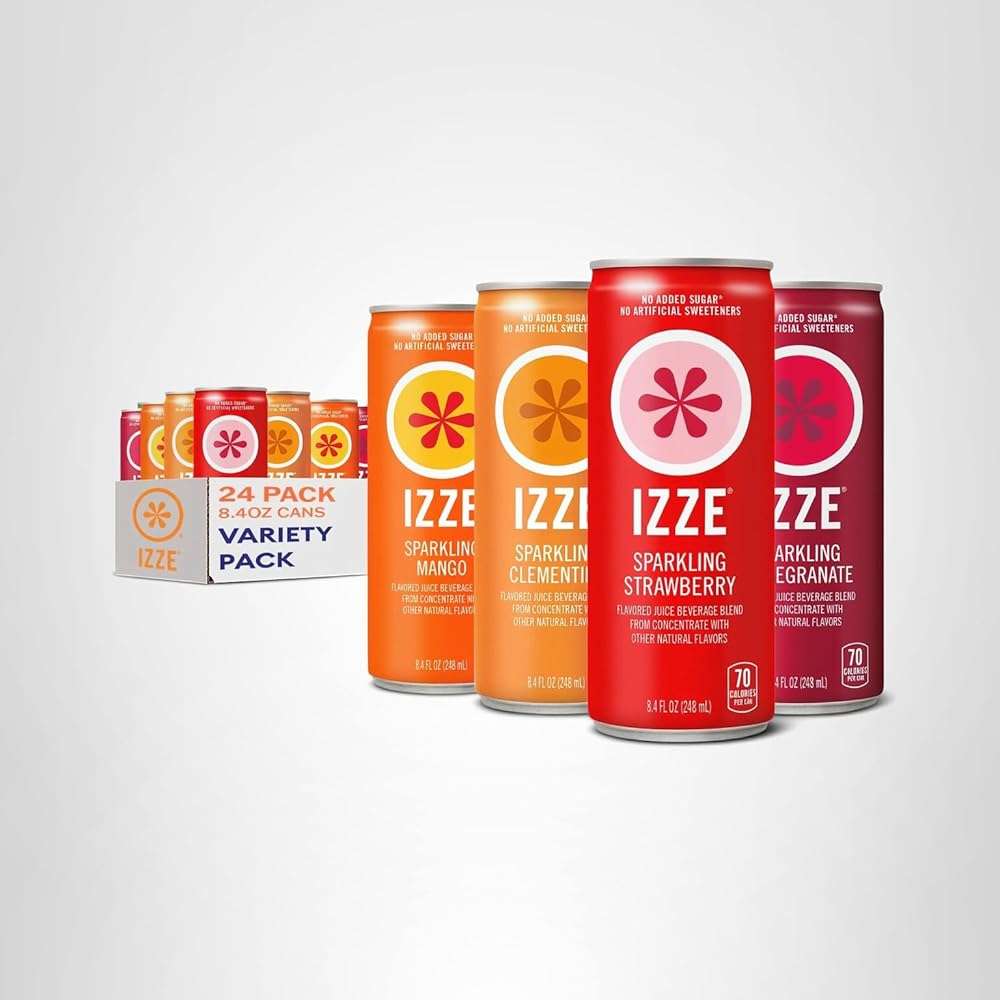 IZZE Sparkling Water Juice Beverage Blend, Dawn Variety Pack, Mango, Clementine, Strawberry, Pomegranate, No Sugar Added, 8.4 FL OZ, 24 Cans - Image 6