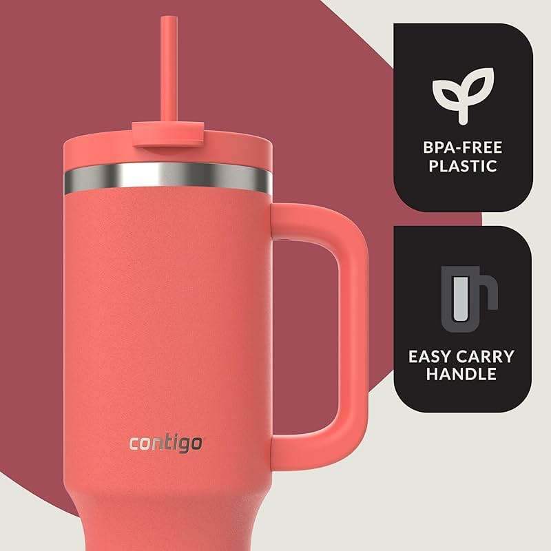 Contigo Streeterville 40oz Tumbler Stainless Steel Vacuum Insulated Leak-Proof Cold for 29 Hours Coral - Image 5