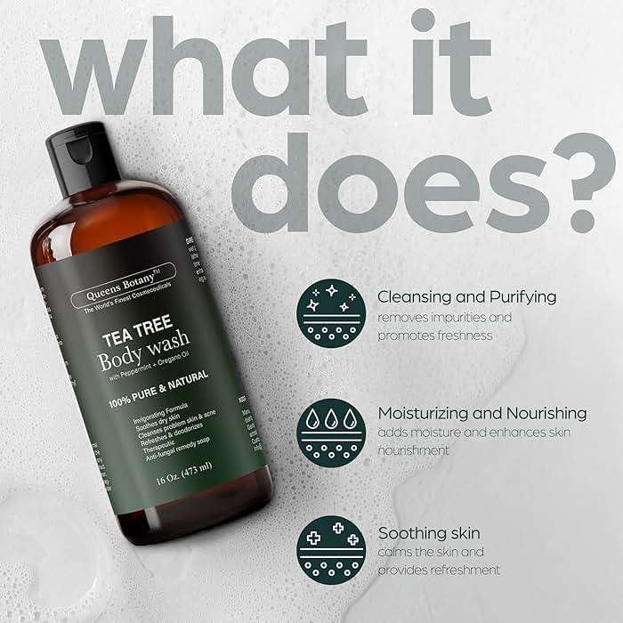 Artnaturals Tea Tree Body Wash 16 fl oz (2 Pack)- Extra Strength Shower Gel with Peppermint & Eucalyptus-For Acne, Athlete's Foot, Jock Itch, Ringworm & Body Odor-Men & Women, Sulfate & Paraben Free - Image 3