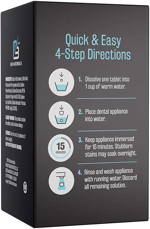 Overnight + Whitening Retainer Cleaner, Remove Stains, Discoloration, and Plaque | 4 Month Supply | Denture Cleanser with Whitening Boost,120 Tablets by M3 - Image 2