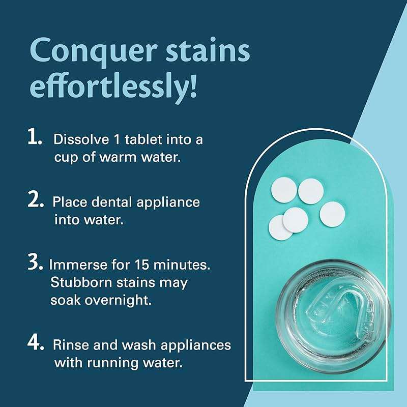 Overnight + Whitening Retainer Cleaner, Remove Stains, Discoloration, and Plaque | 4 Month Supply | Denture Cleanser with Whitening Boost,120 Tablets by M3 - Image 5