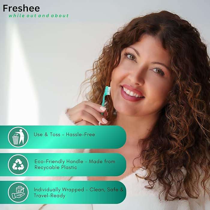 Freshee Bead -5 in 1 Disposable Mini Toothbrush with Toothpaste Bead + Floss + Pick + Tongue Scraper | Travel Size | Individually Wrapped | Soft | Extra Mint | Travel Set | Oral Care - Image 4