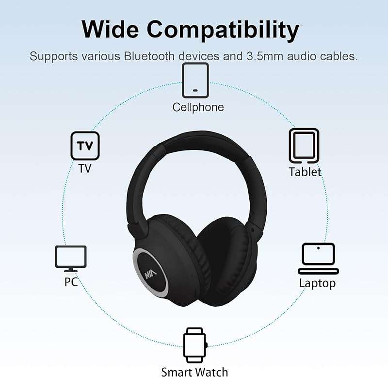 XuanGui Bluetooth Headphones Wireless, Foldable Noise Cancelling Gaming Headset Over The Ear with 20H Playtime,HiFi Stereo,FM/TF,for PS5/XBOX/PC/Computer/Laptop/Tablet,Black - Image 4