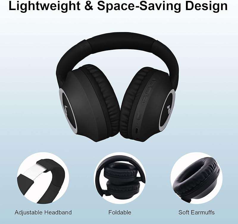 XuanGui Bluetooth Headphones Wireless, Foldable Noise Cancelling Gaming Headset Over The Ear with 20H Playtime,HiFi Stereo,FM/TF,for PS5/XBOX/PC/Computer/Laptop/Tablet,Black - Image 5