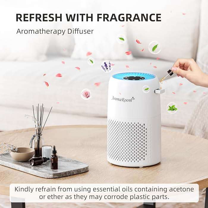 AromaRoom Air Purifiers for Bedroom with True HEPA13 Filters 3-in-1, Pet Air Purifier with Aroma Pad for Wildfires Smoke Pollen Dander, 22dB Quiet Air Cleaners for Baby Room Office Dorm - Image 5