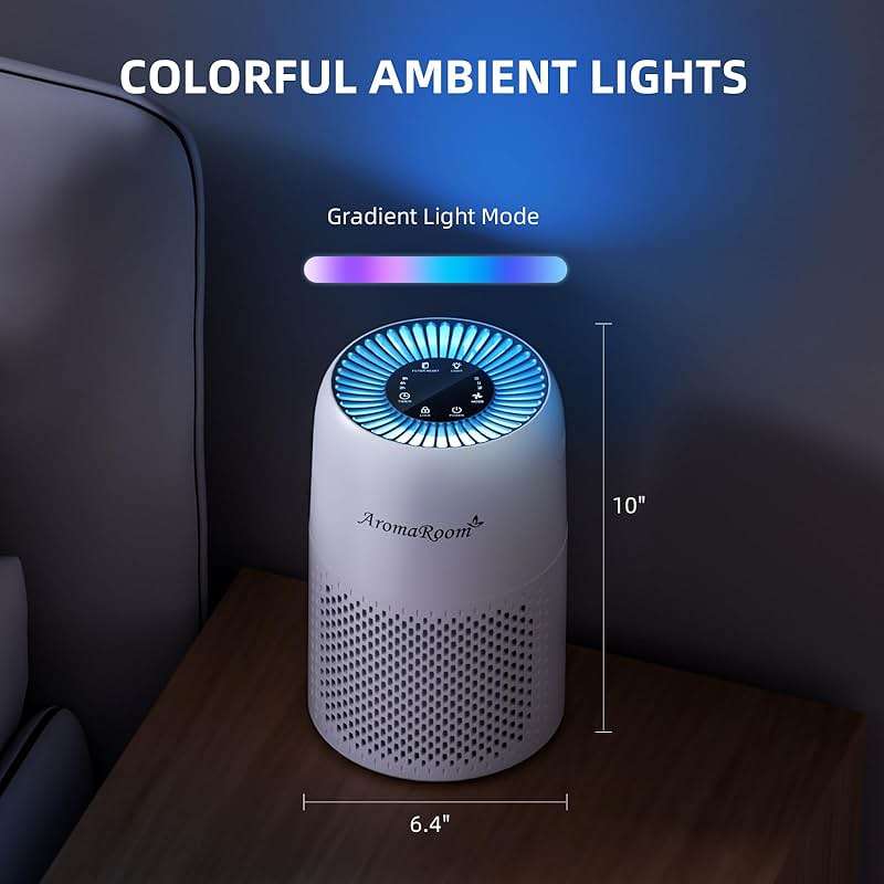 AromaRoom Air Purifiers for Bedroom with True HEPA13 Filters 3-in-1, Pet Air Purifier with Aroma Pad for Wildfires Smoke Pollen Dander, 22dB Quiet Air Cleaners for Baby Room Office Dorm - Image 8