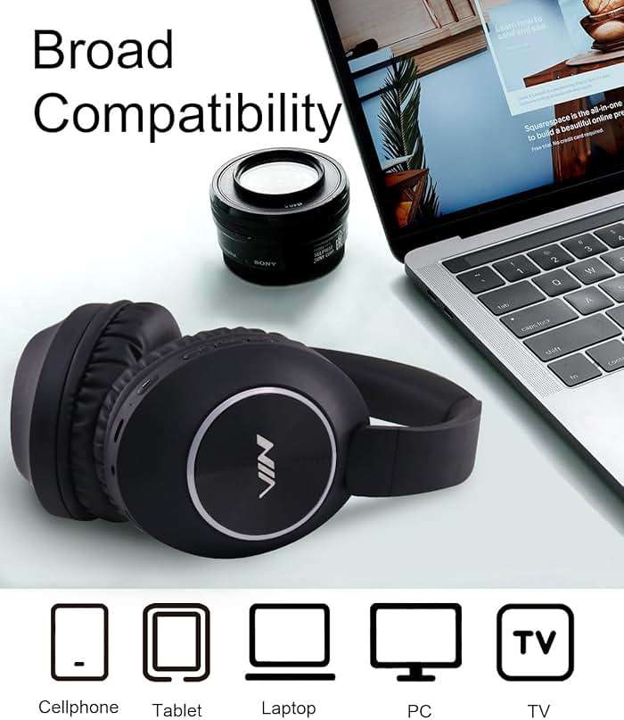 XuanGui Over Ear Wireless Bluetooth Headphones, 20H Playtime Wireless Headphones, HiFi Stereo and Lightweight Foldable Headphones with FM Radio, SD/TF for Home Work NX300, Black - Image 4