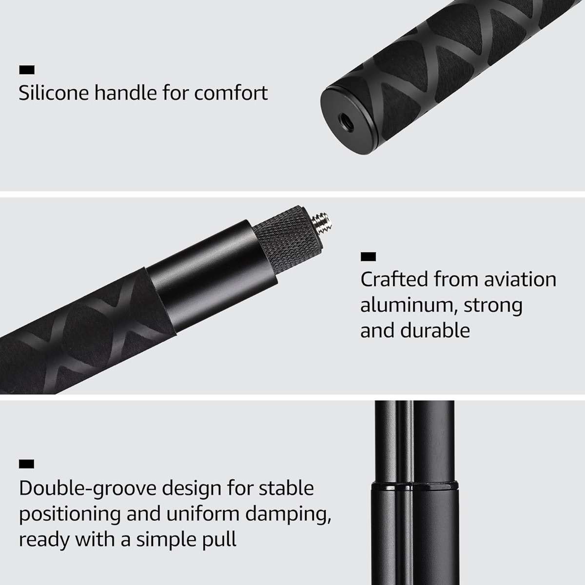 TOZO Invisible Selfie Stick 70/16 CM Straight Pull Type, Convenient and Free-Retractable Camera Selfie Stick, Hidden Design, Lightweight Panoramic Sports Camera Accessories Black - Image 6