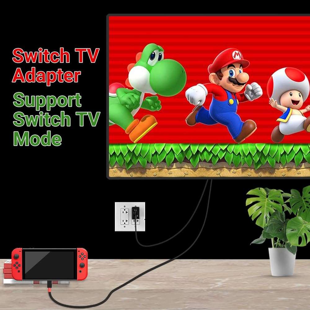 Boreguse USB C to HDMI Adapter Cable for Nintendo Switch Dock,6FT/1.8M Switch Docking Station for TV with 4K Switch Dock HDMI Cable, 100W Switch Charging Dock- Black with Red, Not for Switch 2 - Image 3