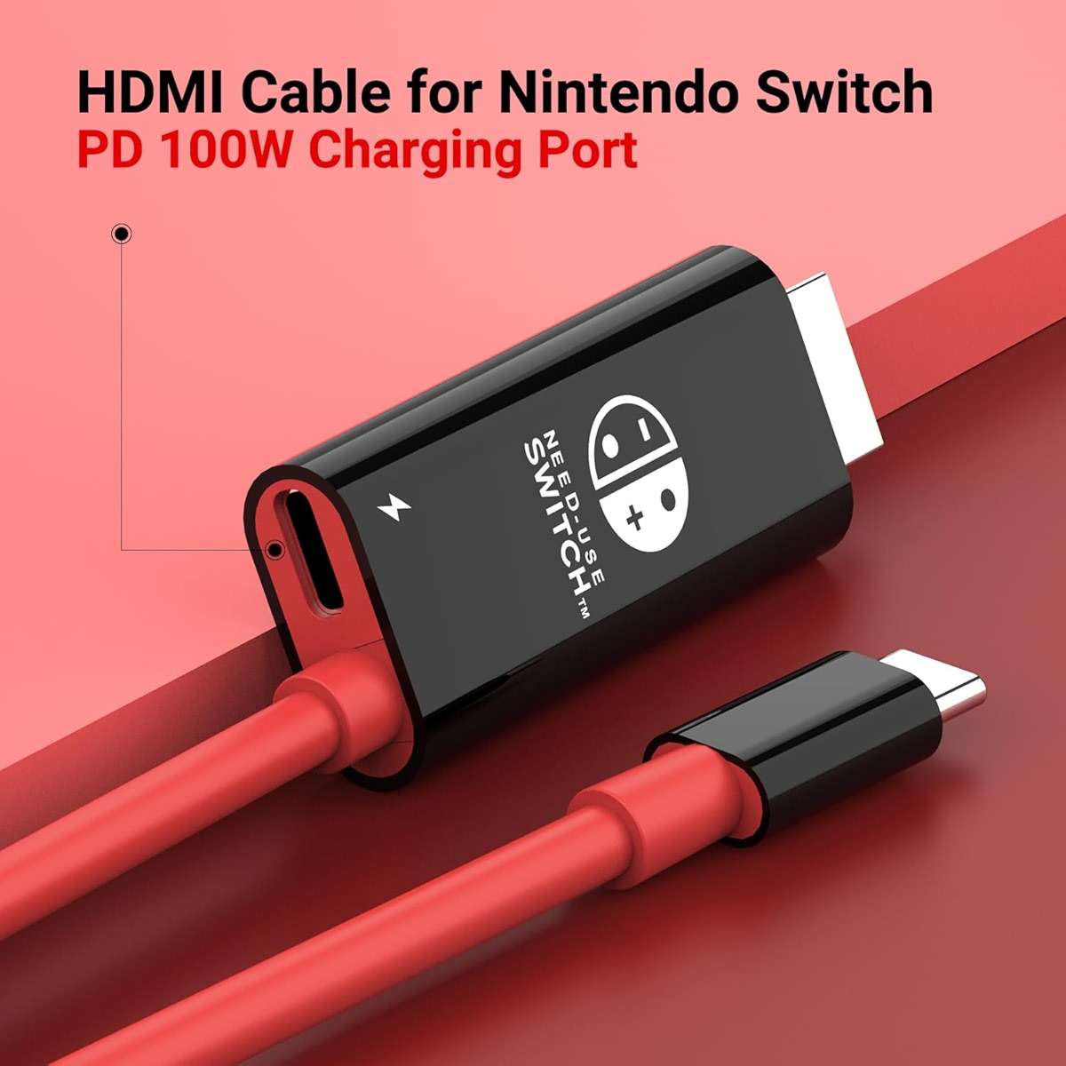 Boreguse USB C to HDMI Adapter Cable for Nintendo Switch Dock,6FT/1.8M Switch Docking Station for TV with 4K Switch Dock HDMI Cable, 100W Switch Charging Dock- Black with Red, Not for Switch 2 - Image 7
