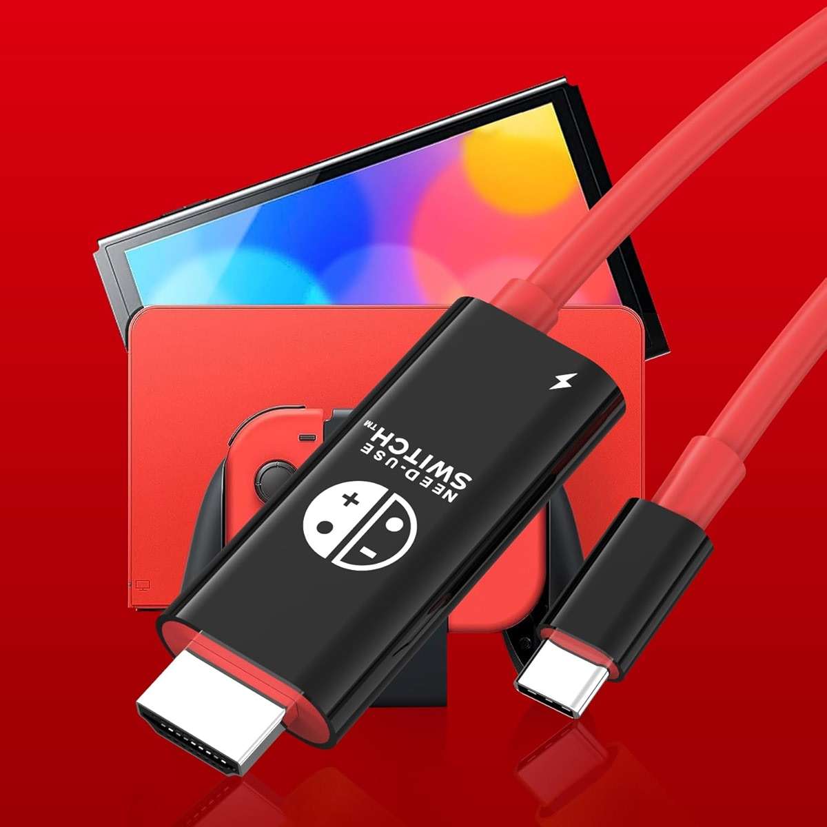 Boreguse USB C to HDMI Adapter Cable for Nintendo Switch Dock,6FT/1.8M Switch Docking Station for TV with 4K Switch Dock HDMI Cable, 100W Switch Charging Dock- Black with Red, Not for Switch 2 - Image 9