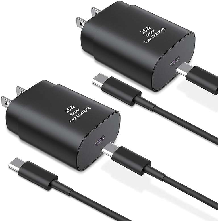 Type C Charger Fast Charging,2Pack 25W Super Fast USB C Charger Block with 6Ft USB C Cable Compatible with Samsung Galaxy S24 Ultra/S23/S22/S21/S20/Note 20/10,Pixel 6 5 4 Pro XL/iPhone 15 Series - Image 1