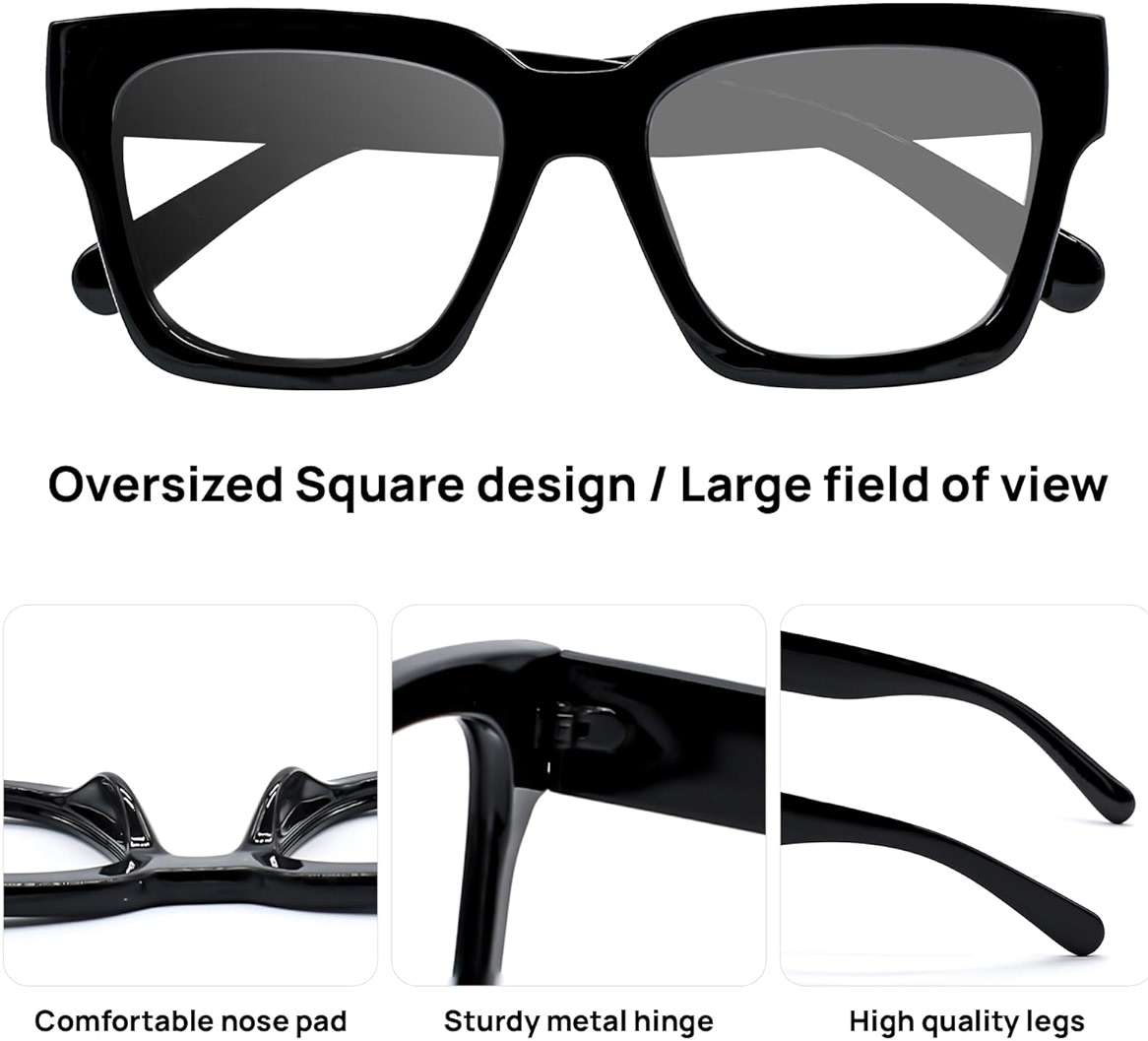 OCCI CHIARI Oversized Reading Glasses for Men Thick Square Big Head Readers 1.0 1.25 1.50 1.75 2.0 2.25 2.50 2.75 3.0 3.5 - Image 4