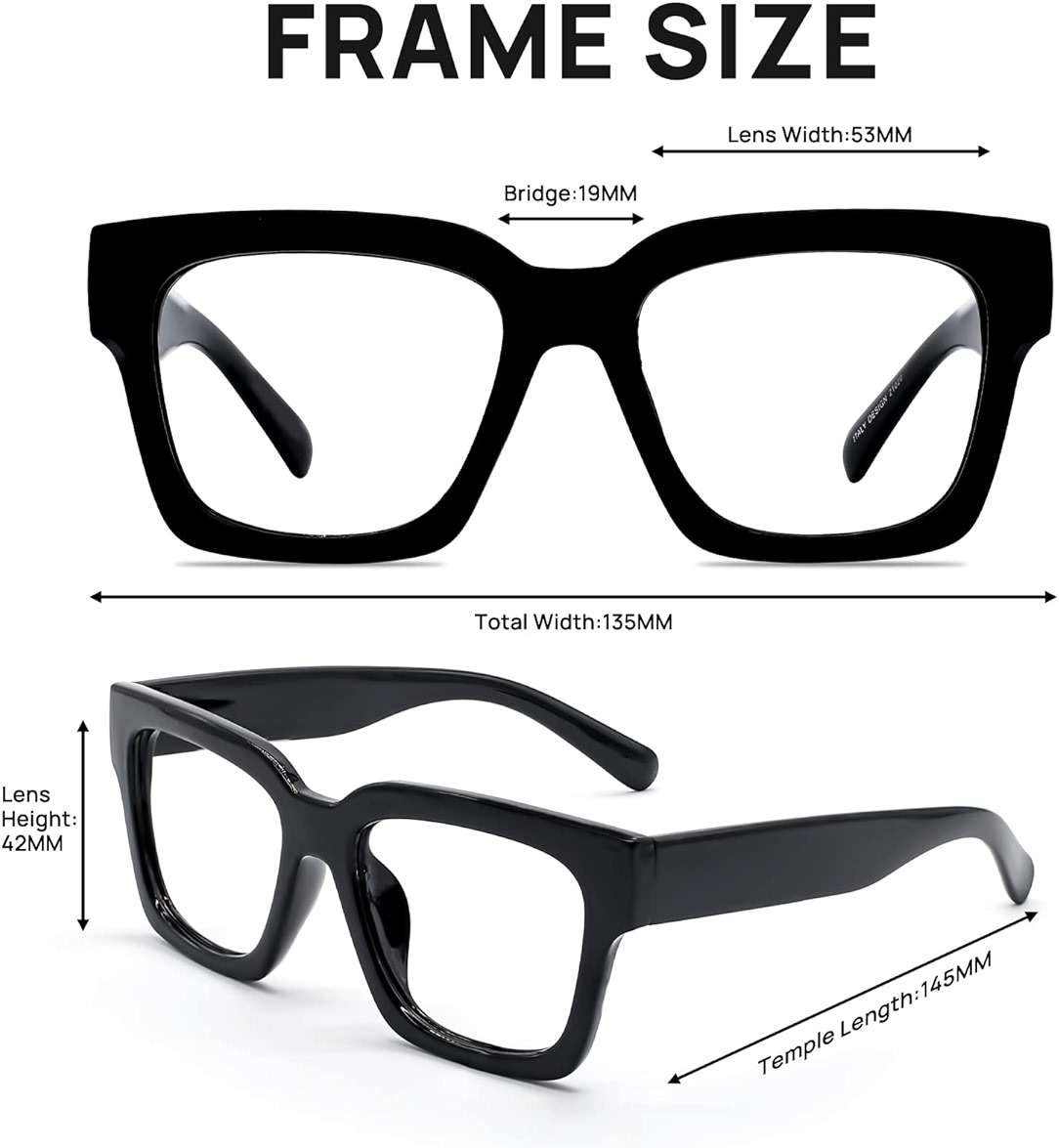 OCCI CHIARI Oversized Reading Glasses for Men Thick Square Big Head Readers 1.0 1.25 1.50 1.75 2.0 2.25 2.50 2.75 3.0 3.5 - Image 5