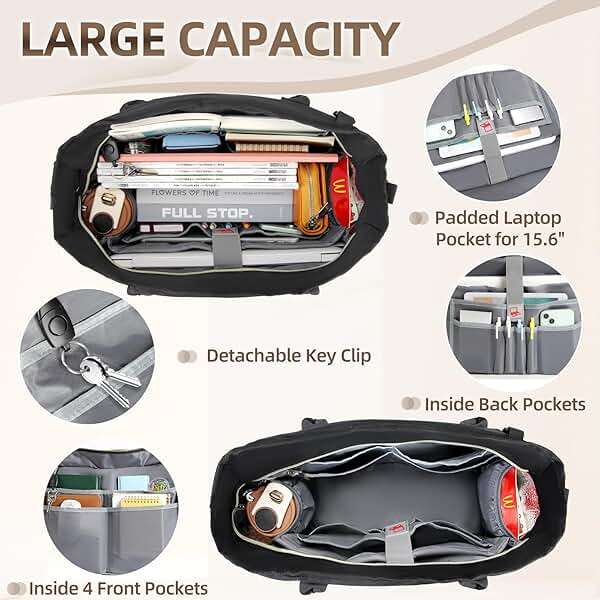 RAINSMORE Laptop Bag for Women 15.6 Inch Work Teacher Tote Nurse Bag Professional Laptop Tote Computer Messenger Shoulder Bags Large Handbag Business Office Work Briefcase - Image 3