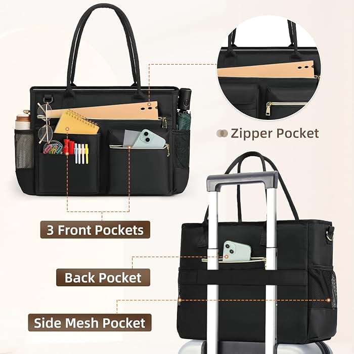 RAINSMORE Laptop Bag for Women 15.6 Inch Work Teacher Tote Nurse Bag Professional Laptop Tote Computer Messenger Shoulder Bags Large Handbag Business Office Work Briefcase - Image 5