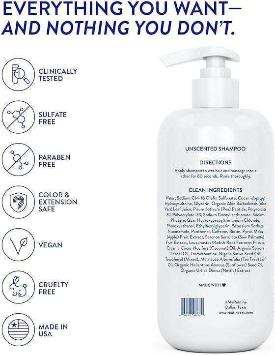 Routine Wellness Anti-Thinning Volumizing Shampoo for Thinning Hair & Hair Loss - Grow Your Confidence with Biotin & DHT Blockers - 14 oz Unscented - Image 6