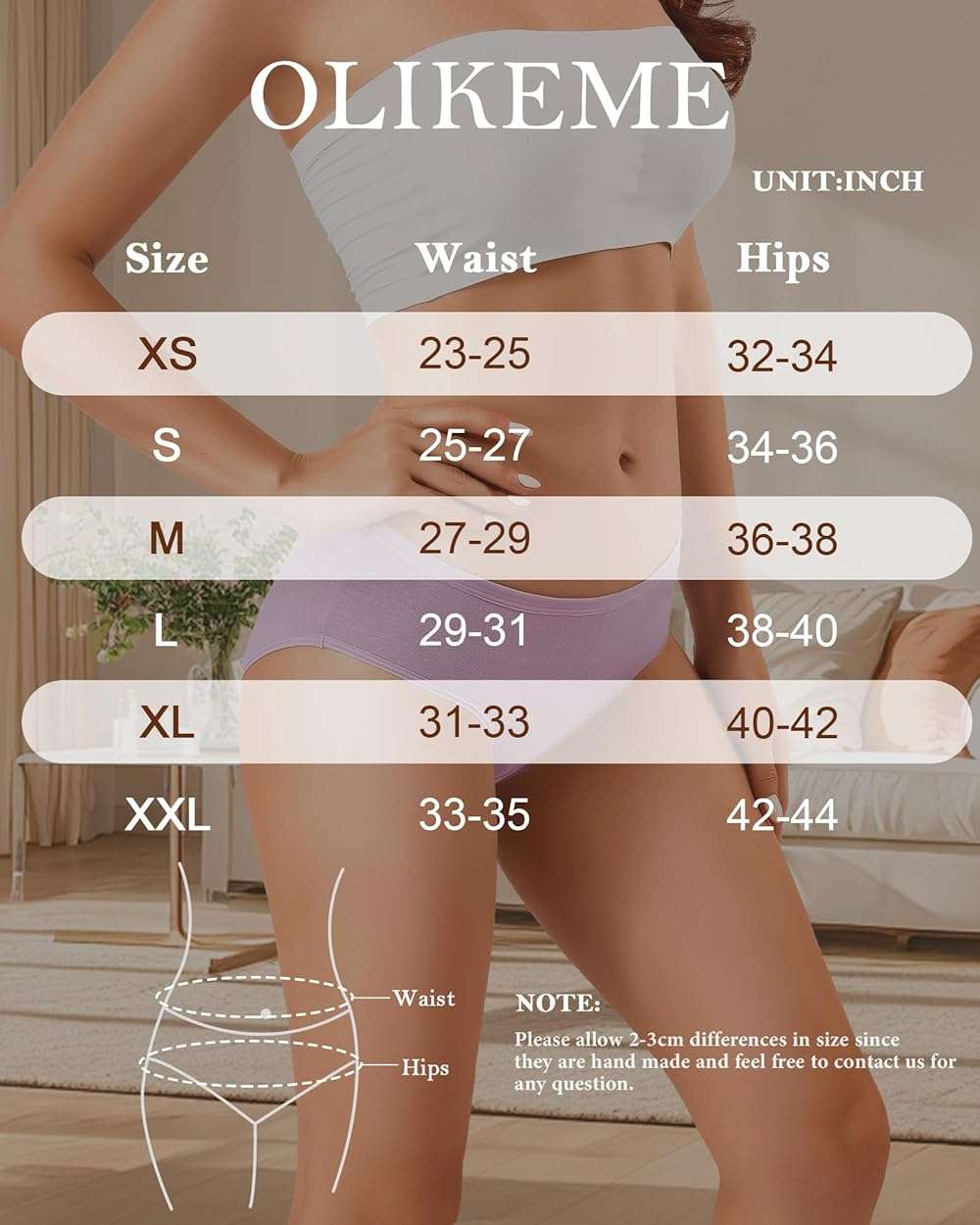 OLIKEME Womens Underwear Cotton Hipster Panties Low Rise No Show Briefs Soft Stretch Breathable Ladies Panties 6 Pack - Image 7