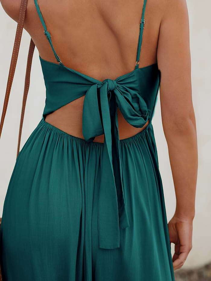 CUPSHE Women Casual Dress Beach Sleeveless V Neck Summer Cutout Spaghetti Straps Formal Maxi Sun Dresses - Image 6