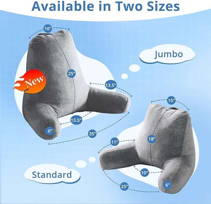 Sasttie Reading Pillows for Sitting in Bed Adult, Back Pillow Bed Sitting Up, Back-Rest Support Cushion for Sit Up on Couch, Sofa, and Floor, Dorm Essentials, Oeko-Tex Certified, Dark Grey - Image 2
