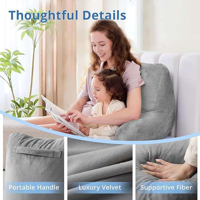 Sasttie Reading Pillows for Sitting in Bed Adult, Back Pillow Bed Sitting Up, Back-Rest Support Cushion for Sit Up on Couch, Sofa, and Floor, Dorm Essentials, Oeko-Tex Certified, Dark Grey - Image 4