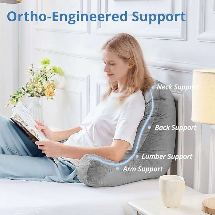 Sasttie Reading Pillows for Sitting in Bed Adult, Back Pillow Bed Sitting Up, Back-Rest Support Cushion for Sit Up on Couch, Sofa, and Floor, Dorm Essentials, Oeko-Tex Certified, Dark Grey - Image 5