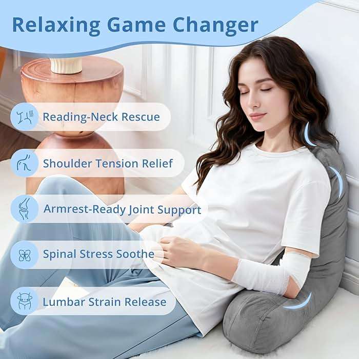 Sasttie Reading Pillows for Sitting in Bed Adult, Back Pillow Bed Sitting Up, Back-Rest Support Cushion for Sit Up on Couch, Sofa, and Floor, Dorm Essentials, Oeko-Tex Certified, Dark Grey - Image 6