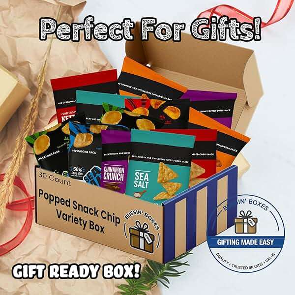 Popped Snack Variety Pack – 30 Count Snack Box with Air-Popped and Crunchy Chip Alternatives – Individually Wrapped Bags Assembled by Bussin Boxes - Image 4