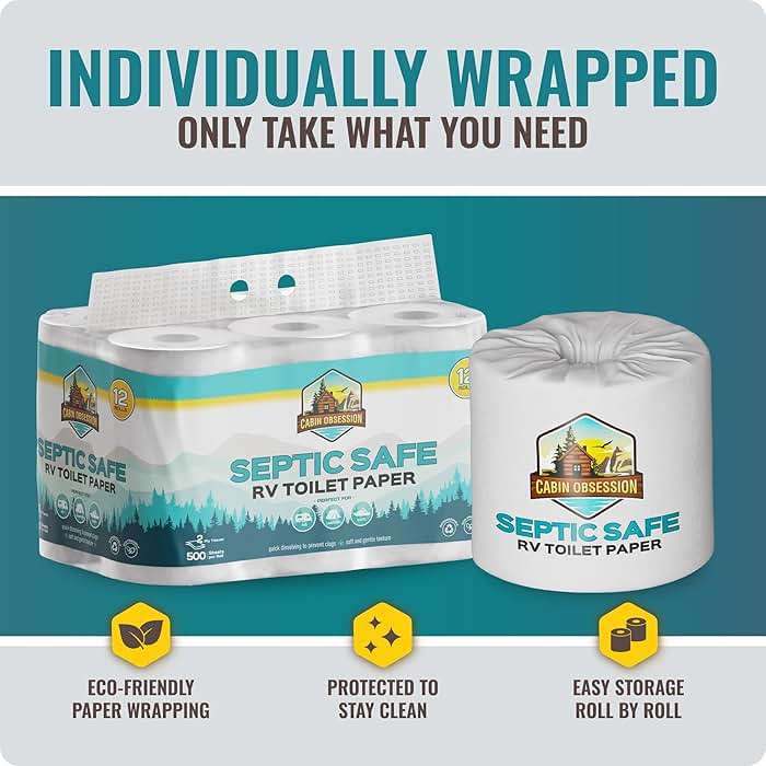 RV Toilet Paper - 12 Pack Septic Safe Toilet Paper 2-Ply Quick Dissolving Camper Toilet Paper Septic Safe to Prevent Clogs - Perfect for Automotive RVs, Septic Tank Systems, Boats, and Camping - Image 4