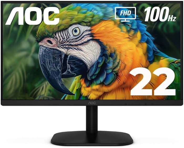 AOC 22B2HM2 22" Full HD (1920 x 1080) 100Hz LED Monitor, Adaptive Sync, VGA x 1, HDMI x 1, Flicker-Free, Low Blue Light, HDR Ready, VESA, Tilt Adjust, Earphone Out, Eco-Friendly - Image 1