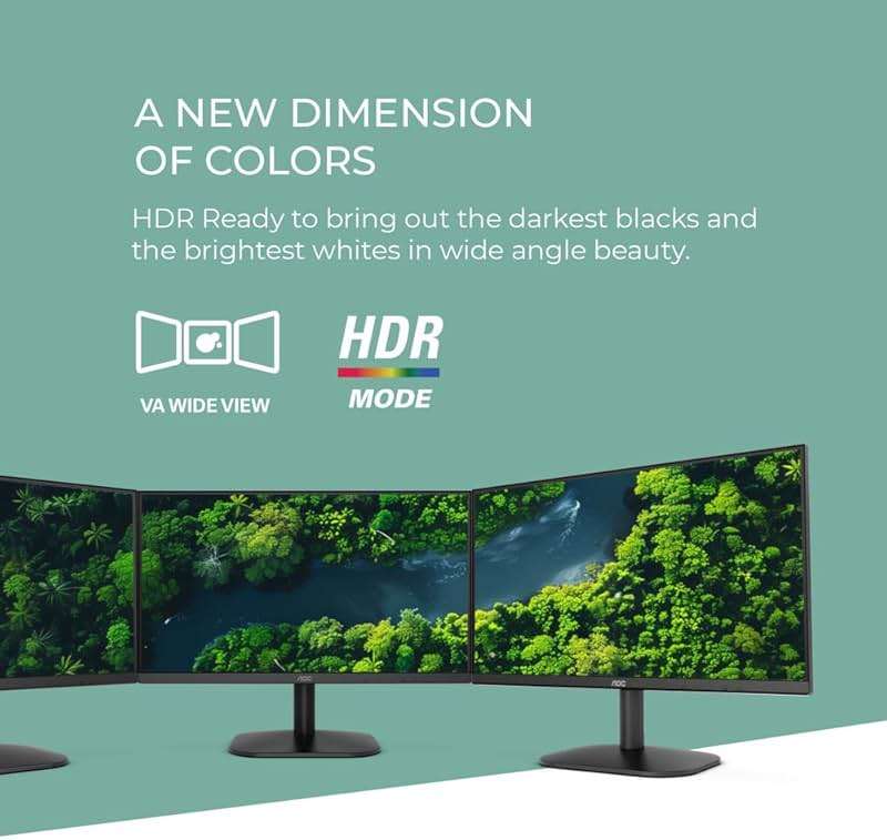 AOC 22B2HM2 22" Full HD (1920 x 1080) 100Hz LED Monitor, Adaptive Sync, VGA x 1, HDMI x 1, Flicker-Free, Low Blue Light, HDR Ready, VESA, Tilt Adjust, Earphone Out, Eco-Friendly - Image 3