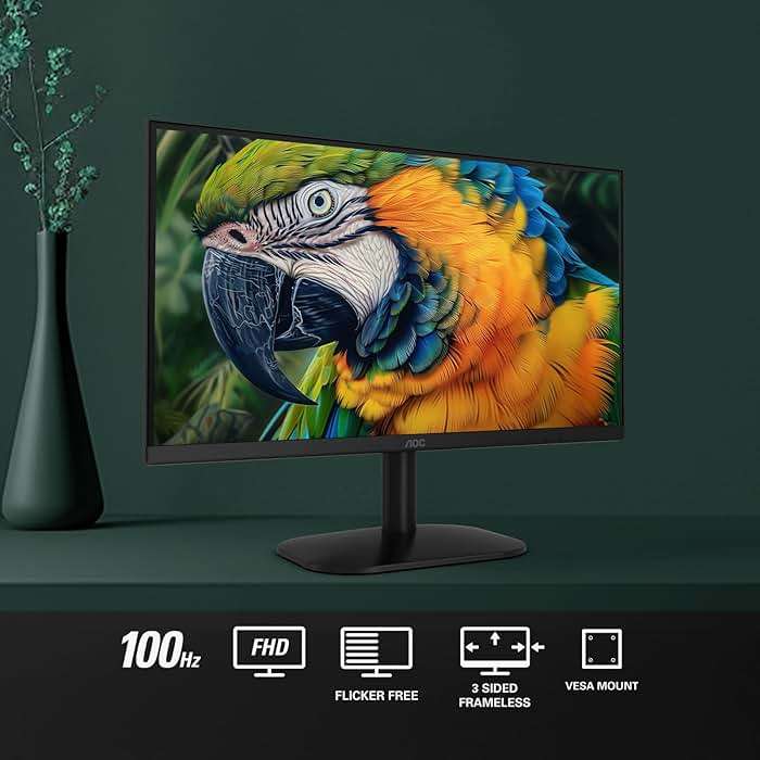 AOC 22B2HM2 22" Full HD (1920 x 1080) 100Hz LED Monitor, Adaptive Sync, VGA x 1, HDMI x 1, Flicker-Free, Low Blue Light, HDR Ready, VESA, Tilt Adjust, Earphone Out, Eco-Friendly - Image 4