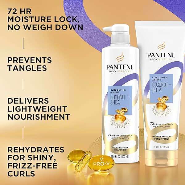 Pantene Pro-V Miracles Curl Define & Shine Coconut + Shea 1 Minute Miracle Conditioner 10.9 FL OZ - Image 3