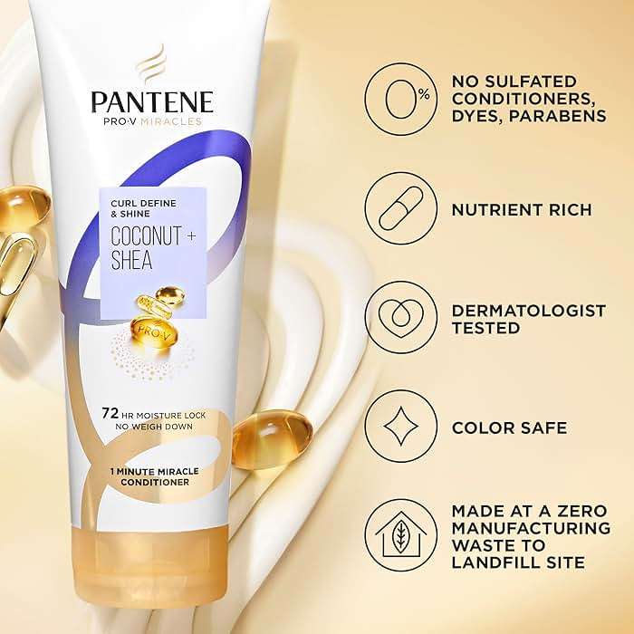 Pantene Pro-V Miracles Curl Define & Shine Coconut + Shea 1 Minute Miracle Conditioner 10.9 FL OZ - Image 6