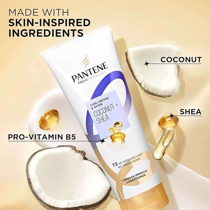 Pantene Pro-V Miracles Curl Define & Shine Coconut + Shea 1 Minute Miracle Conditioner 10.9 FL OZ - Image 7