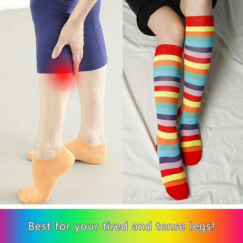 Junely Compression Socks for Women Knee High for Running Athletic Nurses Pregnant Women Work Support Travel Flight Sports - Image 4